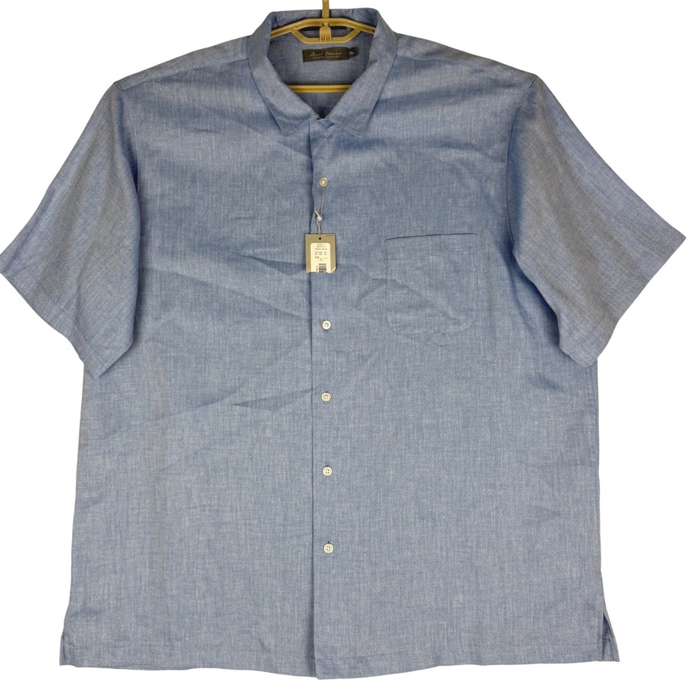 Daniel Cremieux Shirt Mens XL Blue Tencel Linen Short Sleeve NWT Signature